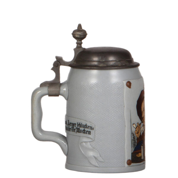 Mettlach steins, .5L, 1641; with, .3L,  tapestry, by C. Warth - Image 5