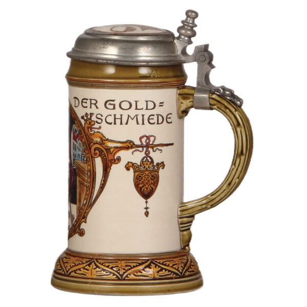 Mettlach stein, .5L, 2726, etched, Goldsmith Occupation - Image 2
