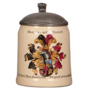 Student association stein, .5L, hand-painted, by Mettlach, Wasgau sei's Panier!,