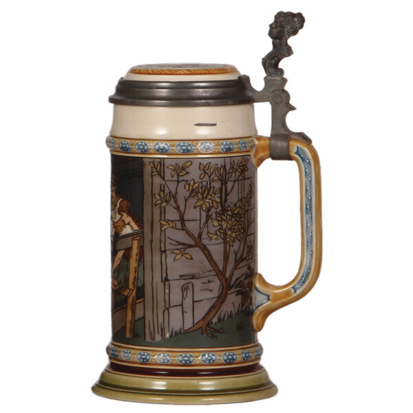 Mettlach steins, .5L, 1403, by C. Warth, .5L, 2808, - Image 4