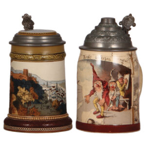 Mettlach steins, .3L, 2277, Heidelberg; with, .3L, 727[1909]