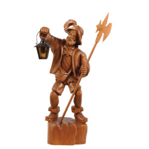 Black Forest wood carving, 19.1' ht., linden wood, Night Watchman.