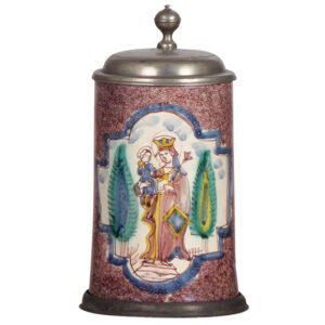 Faience stein, 8.7" ht., late 1700s, probably Österreichischer Walzenkrug.