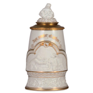 Porcelain stein, .5L, marked Nymphenburg, Jung gewohnt alt gethan .