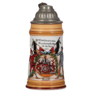 Porcelain stein, .5L, Deutsches Bundesschiessen, Erfurt, 1891.