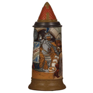 Mettlach stein, .5L, 2580, etched, by H. Schlitt.