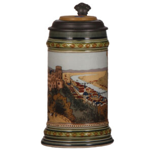 Mettlach stein, .5L, 3200, etched, Heidelberg.