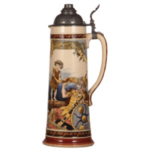 Mettlach stein, 2.2L, 15.7" ht., 1012[2261], by H. Schlitt.
