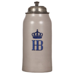 Stoneware stein, 5.0L, HB with crown.