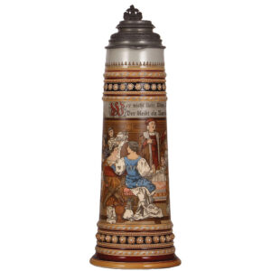 Mettlach stein, 4.5L, 1577, etched.