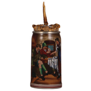 Stoneware stein, 1.0L,  Mittagstisch mit Jäger.
