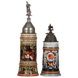 Regimental steins (two), .5L, Bespann Abt. Fuss Artl. &  Feld Artl. Regt. Nr. 30.