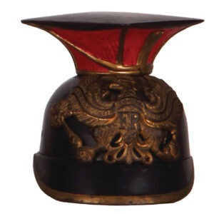 Regimental inkwell, iron, 4.2" ht., Ulanen helmet.