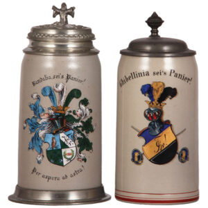 Student steins (two), 1.0L, stoneware, student society.