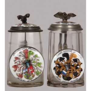 Student steins (two), glass, student society