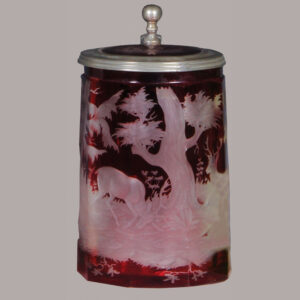 Glass stein, .75L, blown, copper wheel-engraved