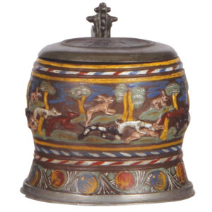 Creussen stein, 6.0" ht., stoneware, c.1690, Jagdhumpen.