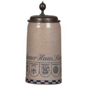 Stoneware stein, 1.0L, Münchener Haus. Liege 1905.