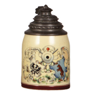 Pottery stein, .5L, 10. Deutsches Bundesschiessen, Berlin, 1890.
