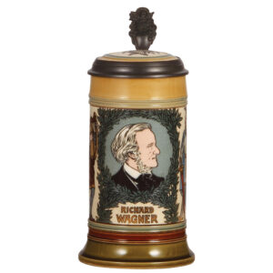 Mettlach stein, .5L, 2798, portrait of Richard Wagner.