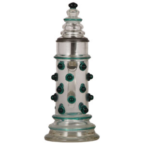 Glass stein, .5L, blown, green prunts.