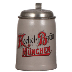 Stoneware stein, .4L, transfer, Kochel-Bräu, München.