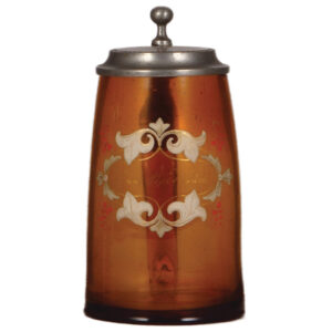 Glass stein, .5L, blown, orange.