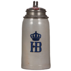 Brewery stein, stoneware, 1.0L, HB with crown.