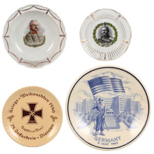Military plaques and plates (four), c.1910 to 1945.