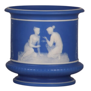 Mettlach flower pot, 7.3" ht., 7001.