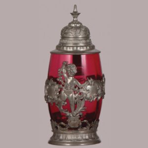 Glass stein, .5L, blown, cranberry.