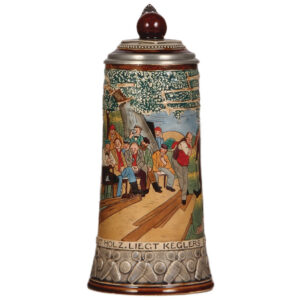 Pottery stein, .5L, etched, bowling.