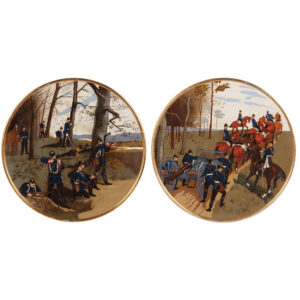 Mettlach plaques, 2146 & 2147, Infantry & Artillery.