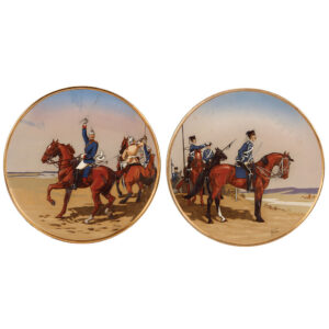 Mettlach plaques, 2080 & 2081, Kurassier & Husaren.