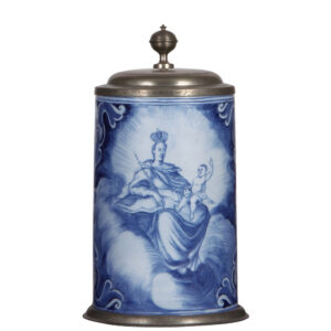 Faience stein, 8.8" ht., mid 1700s, Nürnberger Walzenkrug.