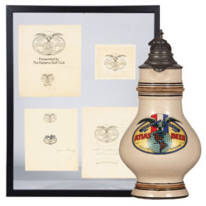 Original artwork & beer stein, Atlas Beer Panama.