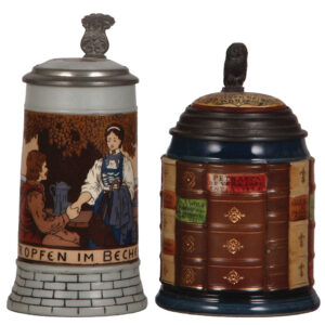 Mettlach steins, two, .3L, 2833D, with, .5L, 2001C.