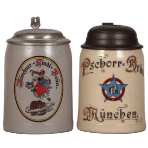 Brewery steins, two, .5L, Münchner - Kindl - Bräu, &  Pschorr - Bräu München.