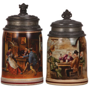 Stoneware steins, two, .5L, marked M. & W., by Martin Pauson.