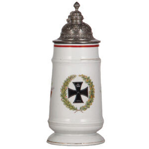 Military stein, 1.0L, porcelain, 1914 Iron Cross.