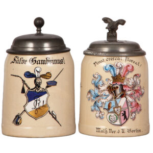 Student steins, two, Mettlach, 1526, .5L.