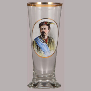 Glass beaker, .5L, Dr. Miroslav Tyrs, 17.iX.1832, 8.VIII.1884.