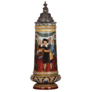 Mettlach stein, 1.4L, 14.9" ht., 2482, F. Quidenus, Schützen.