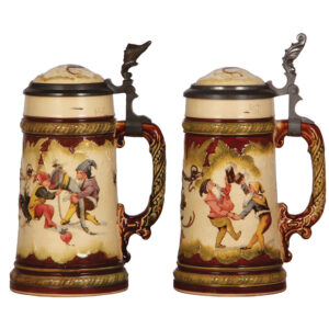 Mettlach steins, pair, .3L, 966 & 967[2184].
