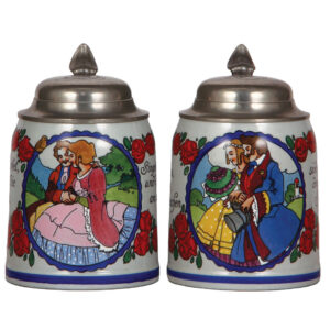 Mettlach steins, two, .5L, 1526.