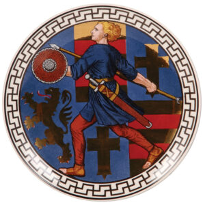 Mettlach plaque, 9.0" d., 1044, Rüstringen im Kriegs.