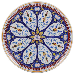 Mettlach plaque, 10.6" d., 1044, hand-painted.