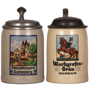 Brewery steins, two, both, .5L, Schlossbrauerei Kaltenberg & Markgrafen=Bräu Kulmbach.