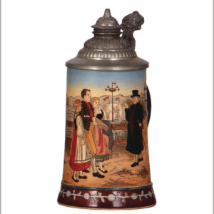 Hauber & Reuther stein, pottery, .5L, marked.