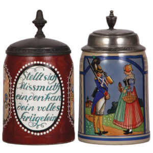 Franz Ringer steins, two, both, stoneware, .5L.